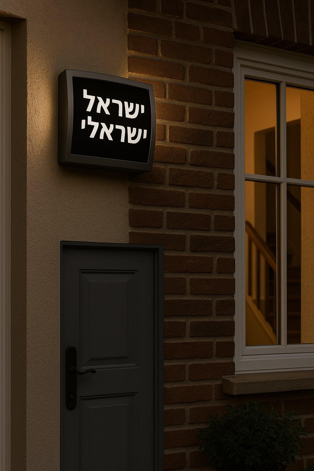 מדבקה בעיצוב אישי לשלט כניסה לבית - שם משפחה / כתובת / מתאים גם למשרד